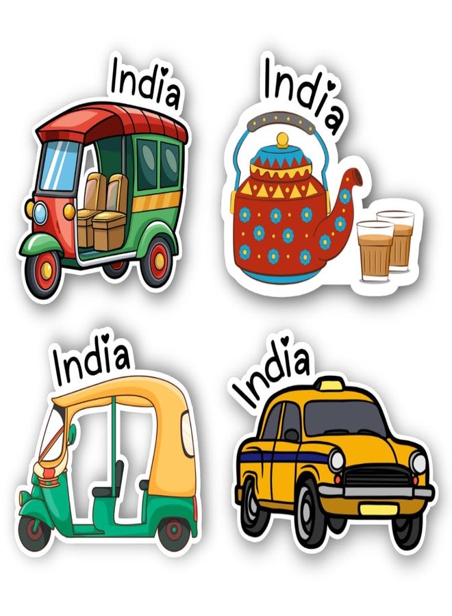 VERYFIRSTTALE India Fridge Magnet Set of 4 | MDF Fridge Magnets | Premium Glossy & Light Weight | India Souvenirs | Indian Fridge Magnets - Image 1